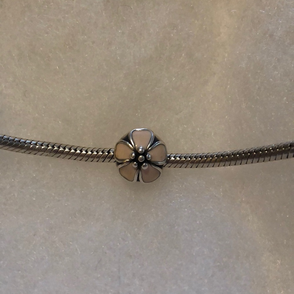 Pandora clip, enamel cherry blossom